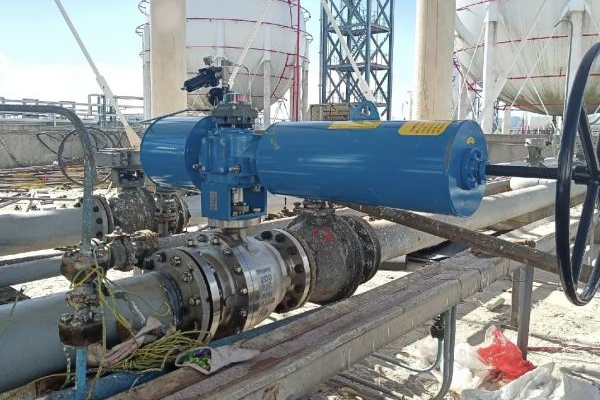 手动球阀改造气动切断-气动法兰球阀